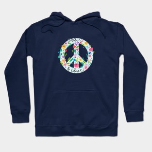 Peace And Love Symbol With Flower Power Hoodie